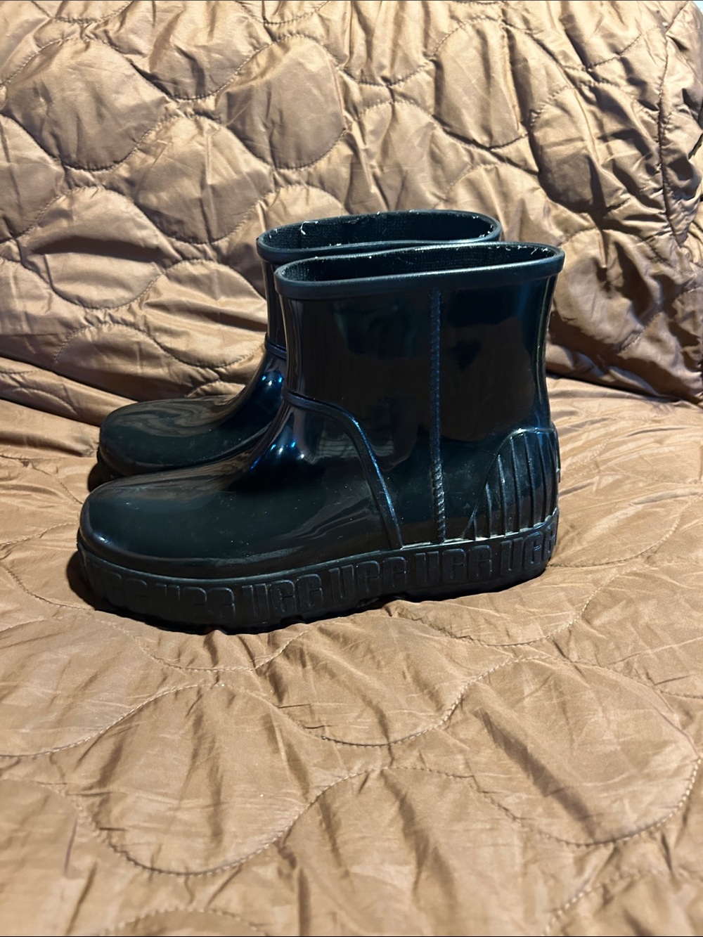 UGG Glossy Black Short Rain Booties